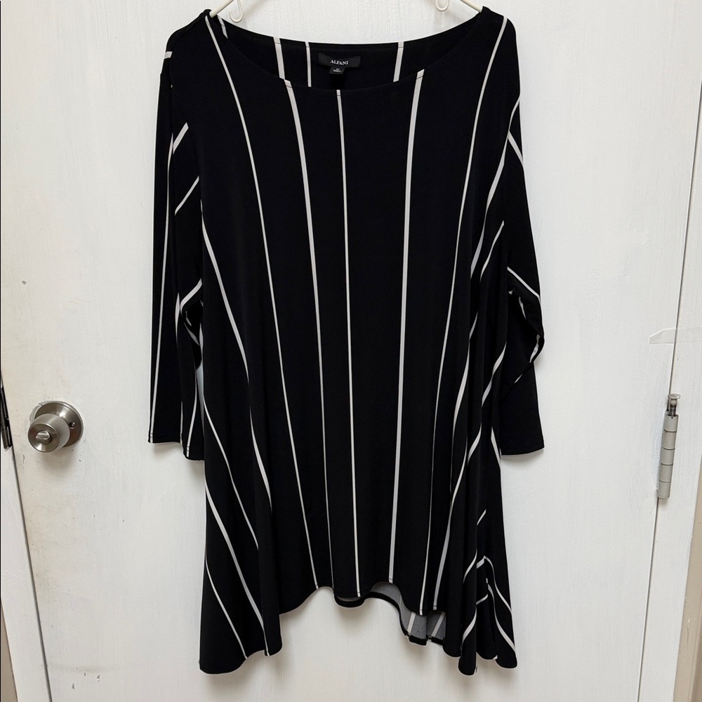 Alfani Elegant Black and White Striped Women's Top